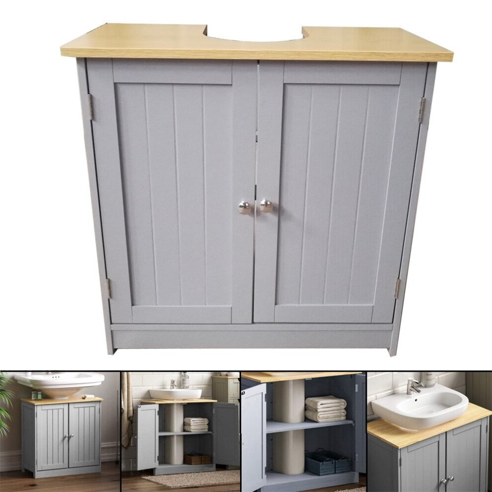 Bathroom Sink Cabinet Under Basin Unit Cupboard Storage Furniture Grey