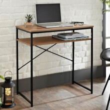 Tromso Compact Desk Metal, Black Frame with a Wooden Top Finish Max Loading 20kg.