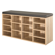 HOMCOM 14-Compartment Shoe Rack with Cushioned Top, Removable Shelves, 80kg Capacity - Brown (837-067V70ND)