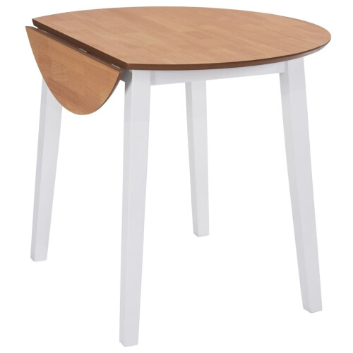 VidaXL vidaXL Drop-leaf Dining Table Round MDF White Space Saving Kitchen Furniture 2