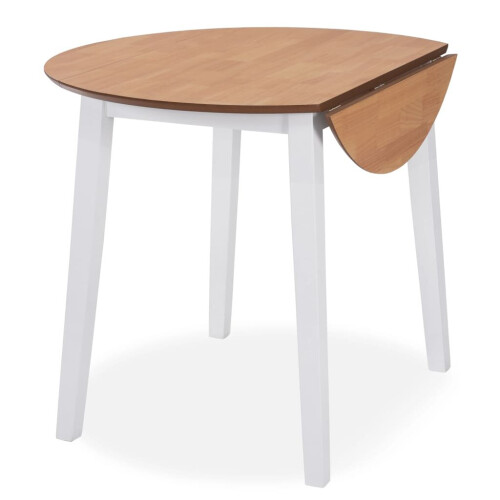 VidaXL vidaXL Drop-leaf Dining Table Round MDF White Space Saving Kitchen Furniture 1