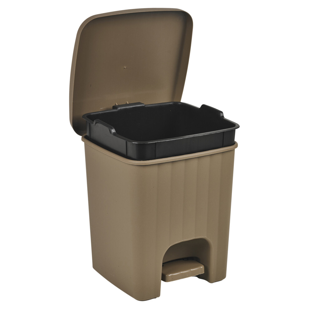 (Taupe) Plastic 5 Litre Lid Dustbin Rubbish Bin with Pedal