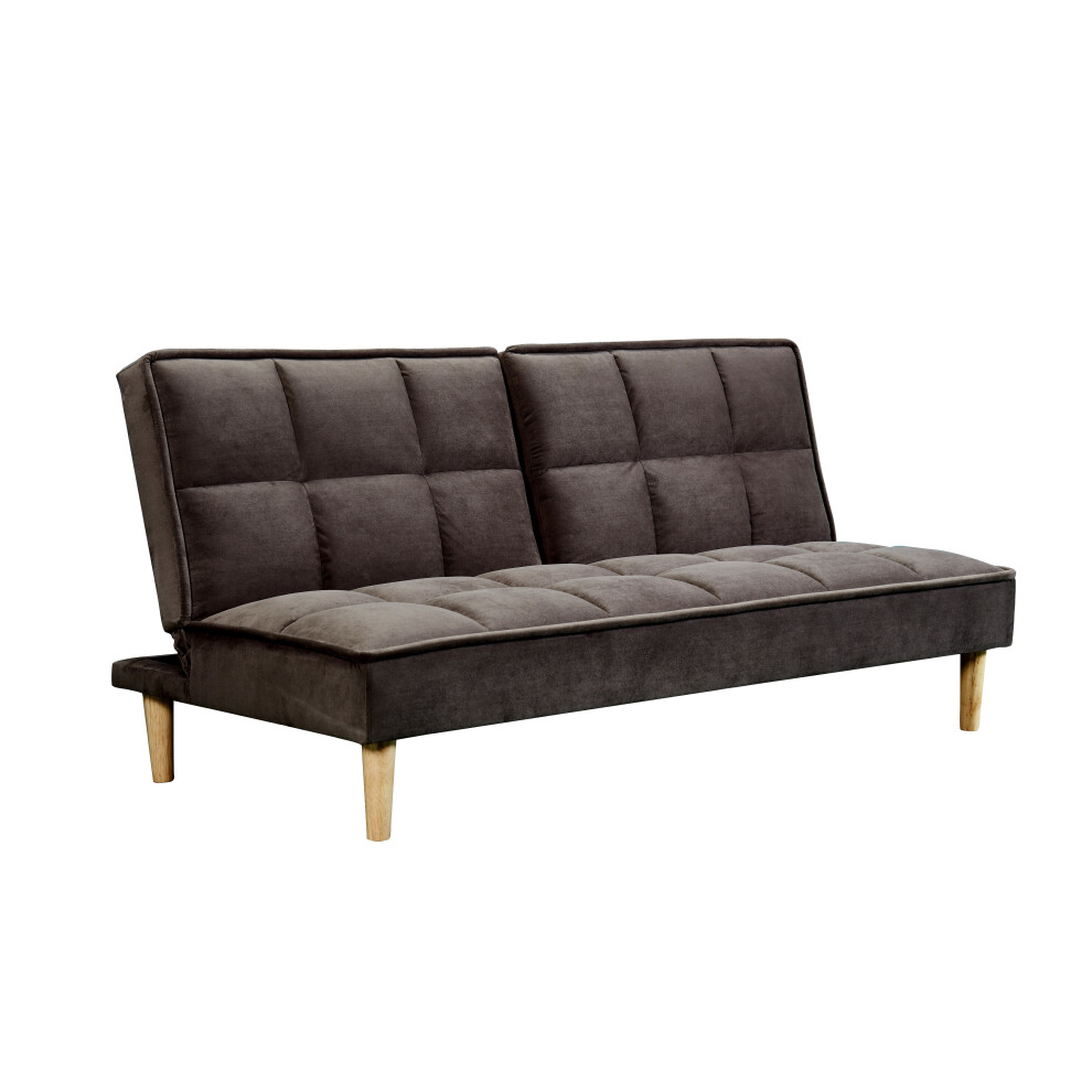 (Brown) Manhattan Stylish 3 Seater Velvet Sofa Bed