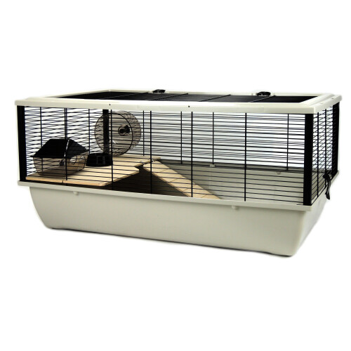 Grosvenor Rat Hamster Animal Cage With Wooden Shelf Ladder Large Grey