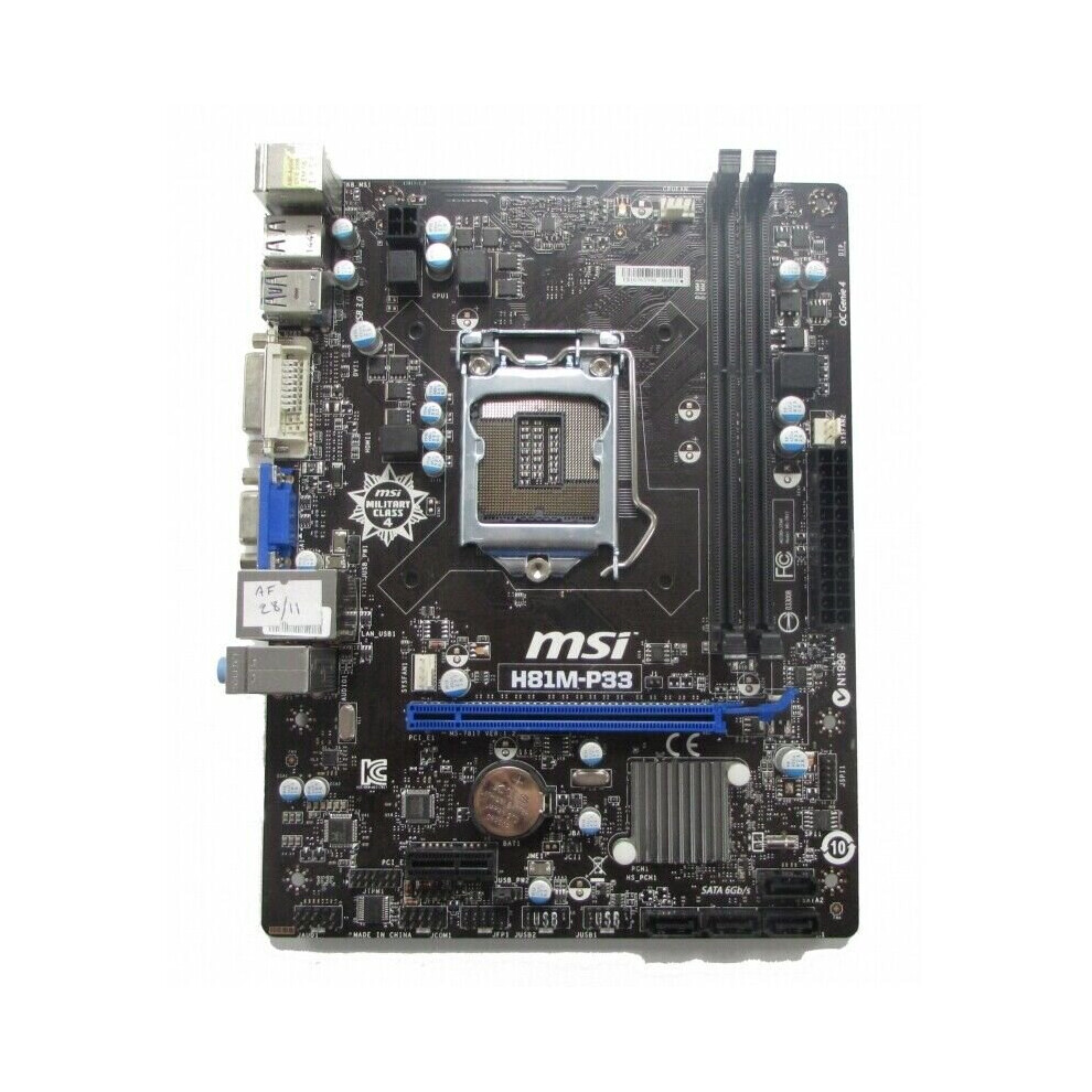 Msi H81m-P33 Micro Atx Motherboard Lga 1150 Ddr3 I/O Shield Included