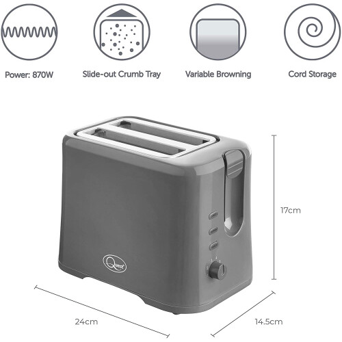 Quest Quest 34889 2 Slice Toaster with Variable Browning Control / Grey 1