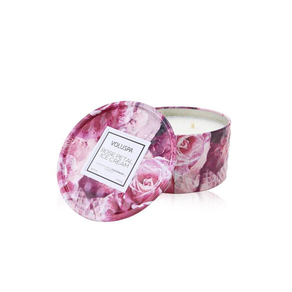 2 Wick Tin Candle - Rose Petal Ice Cream - 170g/6oz