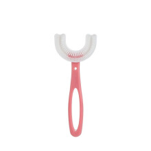 (Pink) Infant Silicone Toothbrush Toy Kid Baby U-Shaped
