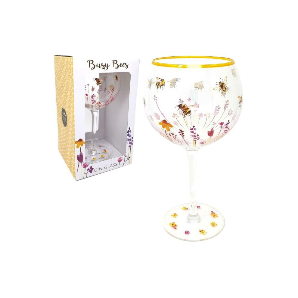 Busy Bees Balloon Glass Gin & Tonic Floral Bumble Bee Balloon Goblet