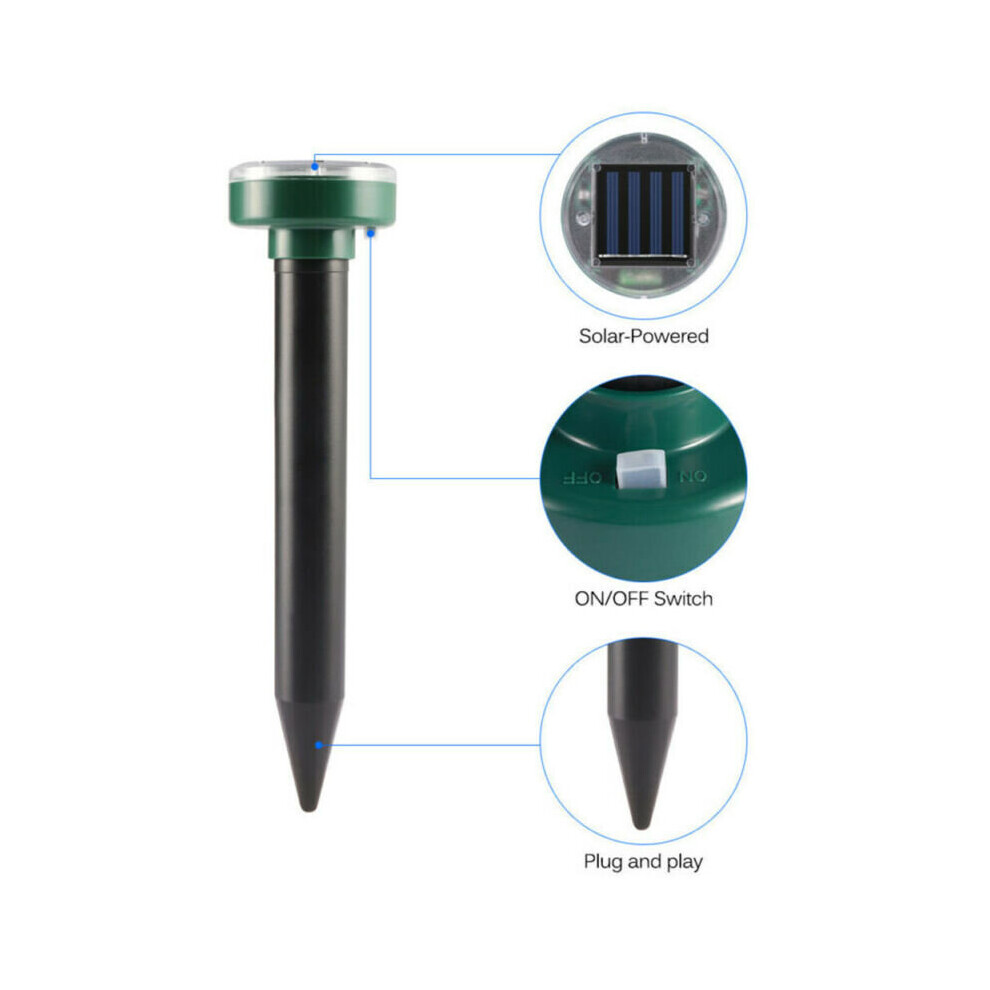 Ultrasonic Animal Repeller Solar Powered Deterrent Dog Pest Scarer Repellent