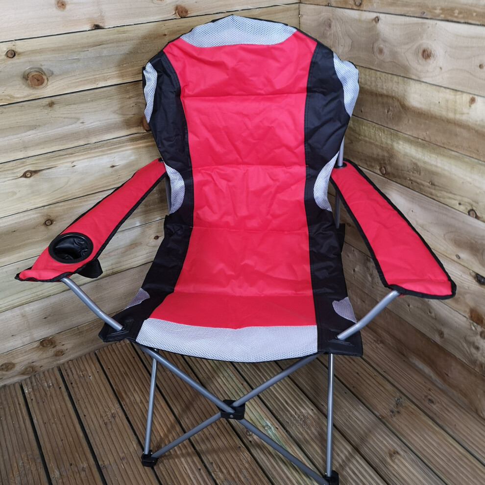 Samuel Alexander Luxury Padded High Back Folding Outdoor / Camping / Fishing Chair In Red