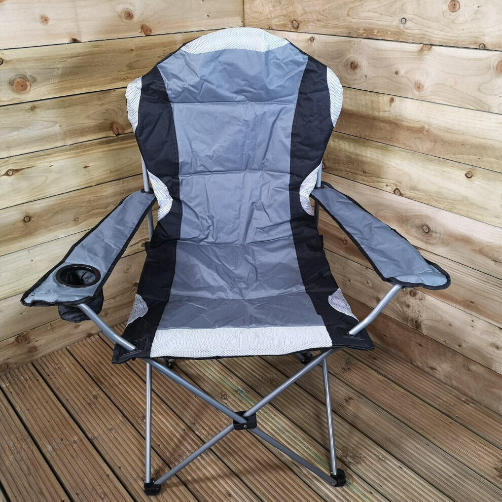 Samuel Alexander Padded Folding Camping Chair - Grey - Image 4