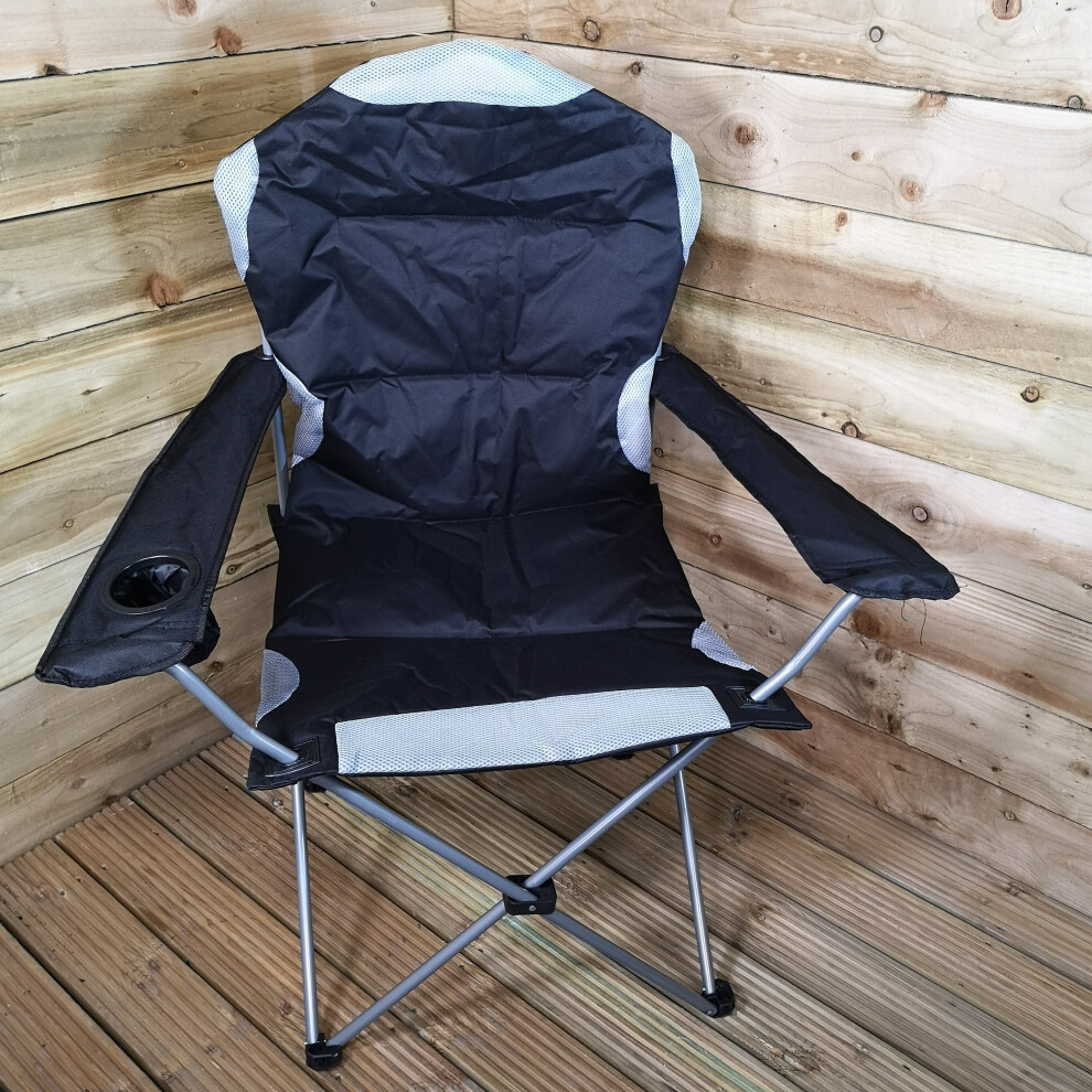 Samuel Alexander Luxury Padded High Back Folding Outdoor / Camping / Fishing Chair In Black
