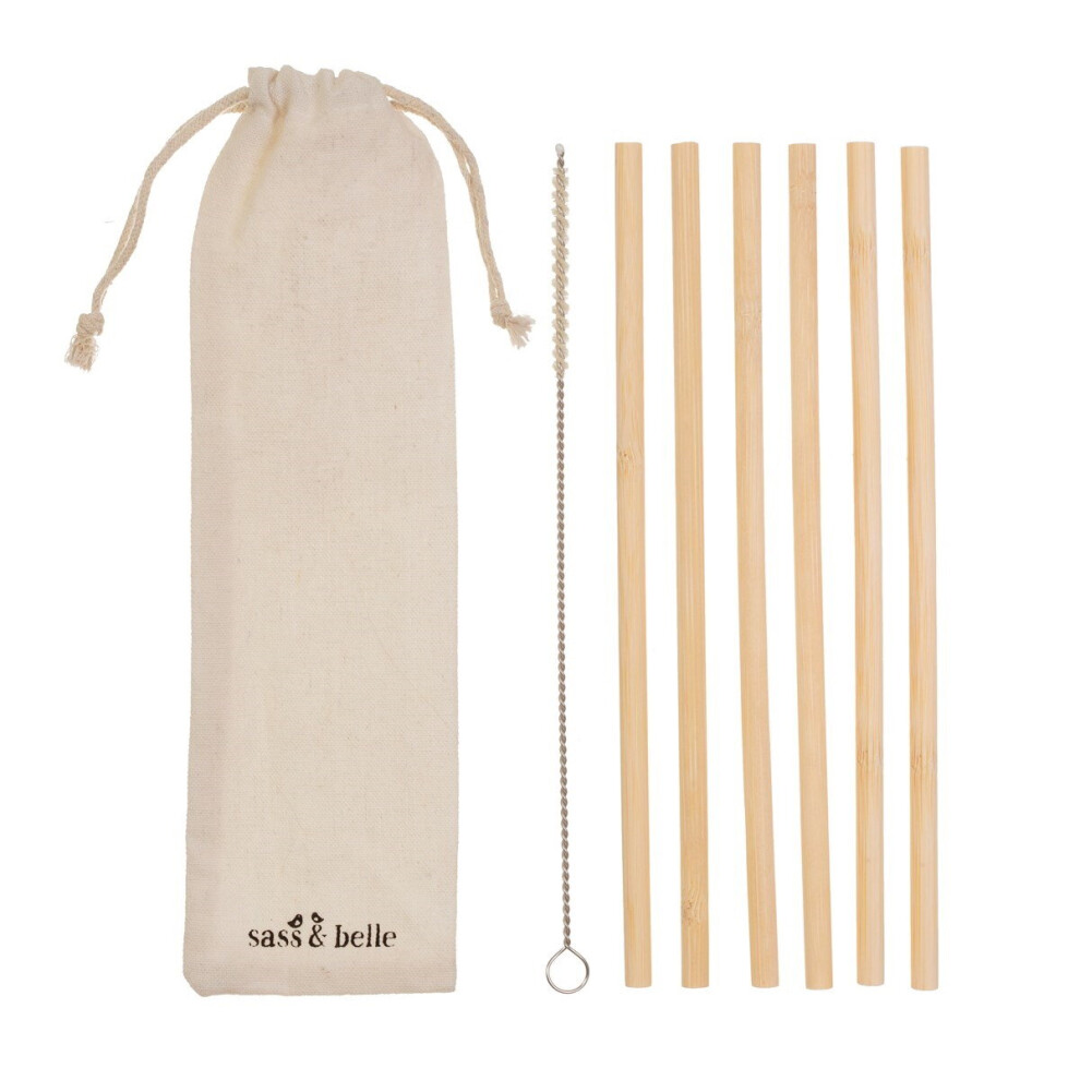 6 Pack Sass & Belle Bamboo Drinking Straws & Brush Eco Friendly
