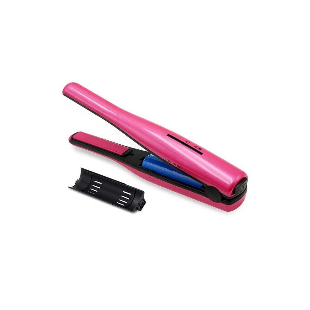 Hgo Pink Portable Curling Iron Rechargeable Ceramic Plate Hair Flat Irons|Hair Straightener Ceramic(Pink)