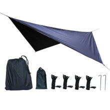 360x290cm Waterproof Tarp Tent Shade Camping Hammock Rain Fly UV Garden Awning Canopy(black)