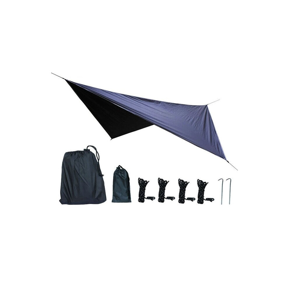 360x290cm Waterproof Tarp Tent Shade Camping Hammock Rain Fly UV Garden Awning Canopy(black)