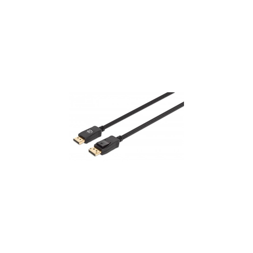 Manhattan DisplayPort 1.4 Cable 8K@60hz 3m Braided Cable Male to Male Equivalent to DP14MM3M With Latches Fully Shielded Black Lifetime Warranty Polybag 3 m DisplayPort DisplayPort Male Male 7680 x 4320 pixels