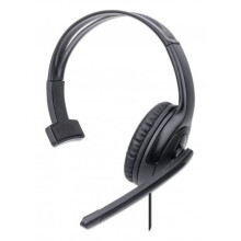 Manhattan Mono Over-Ear Headset (USB), Microphone Boom (padded), Adjustable, In-Line Volume Control, Ear Cushion, cable 1.5m, 3 Year Warranty