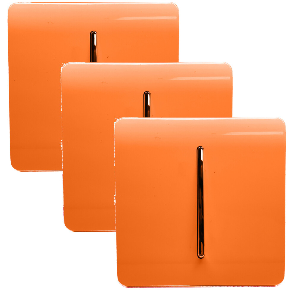 Trendi 1 Gang 2 Way 10 Amp Rocker Chrome Light Switch Glossy Orange (3 Pack)