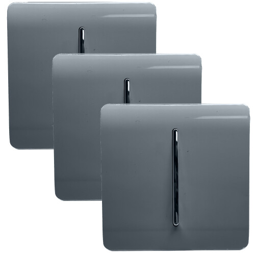 Trendi Switch Trendi 1 Gang 2 Way 10 Amp Light Switch Glossy Warm Grey (3 Pack)