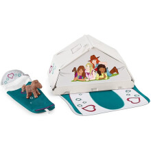 Schleich Horse Club Camping-tillbehörsset – Innehåller tält, sovsäck och hästutrustning för flickor och pojkar