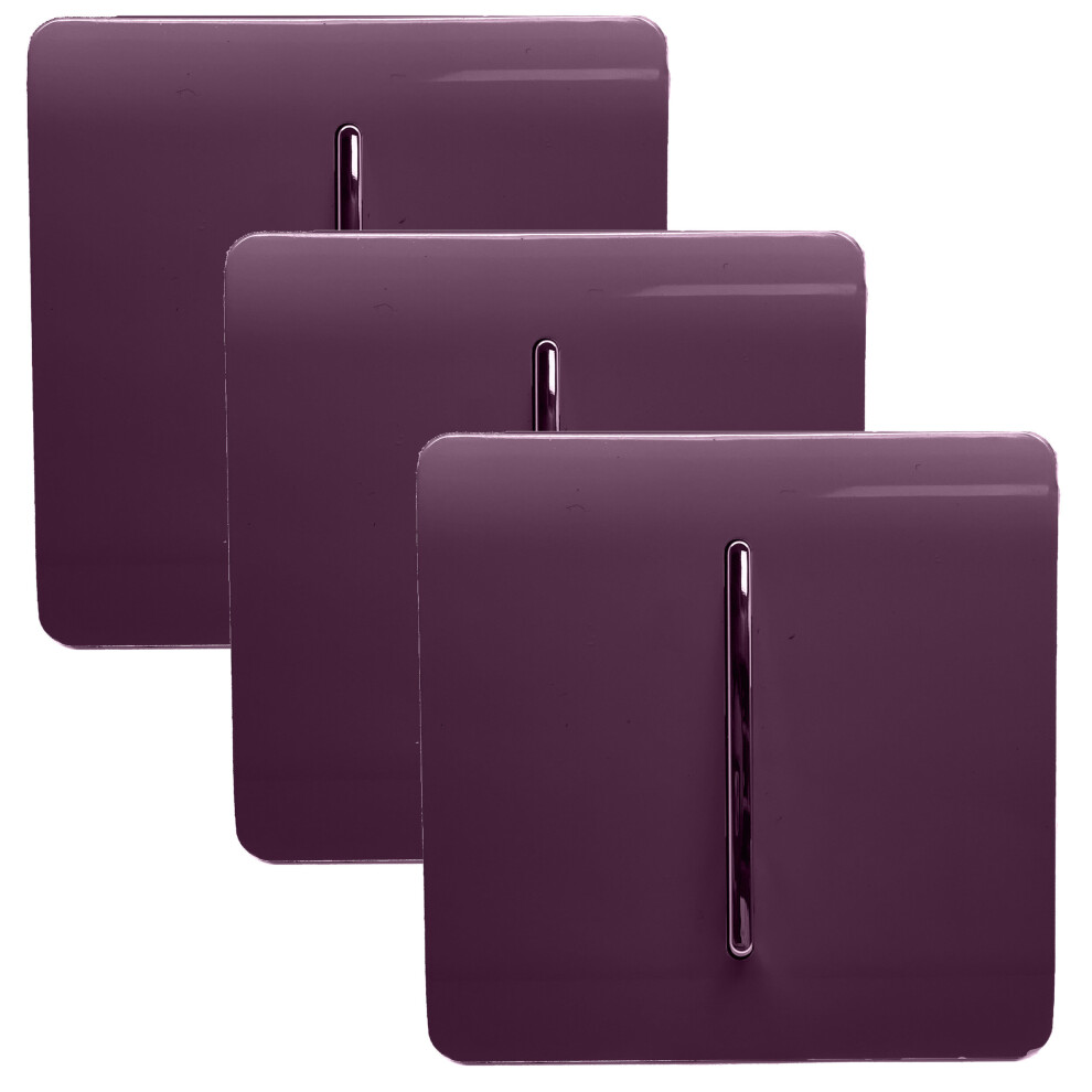 Trendi 1 Gang 2 Way 10 Amp Rocker Chrome Light Switch Glossy Plum (3 Pack)