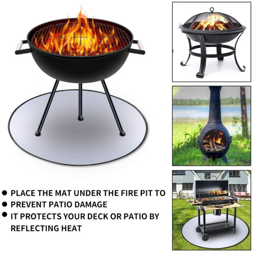 Fire Pit Mat for Decking Patio Grass, 36'' Huge Round Protector Pad Under Grill Fireproof Heatproof Mat 1