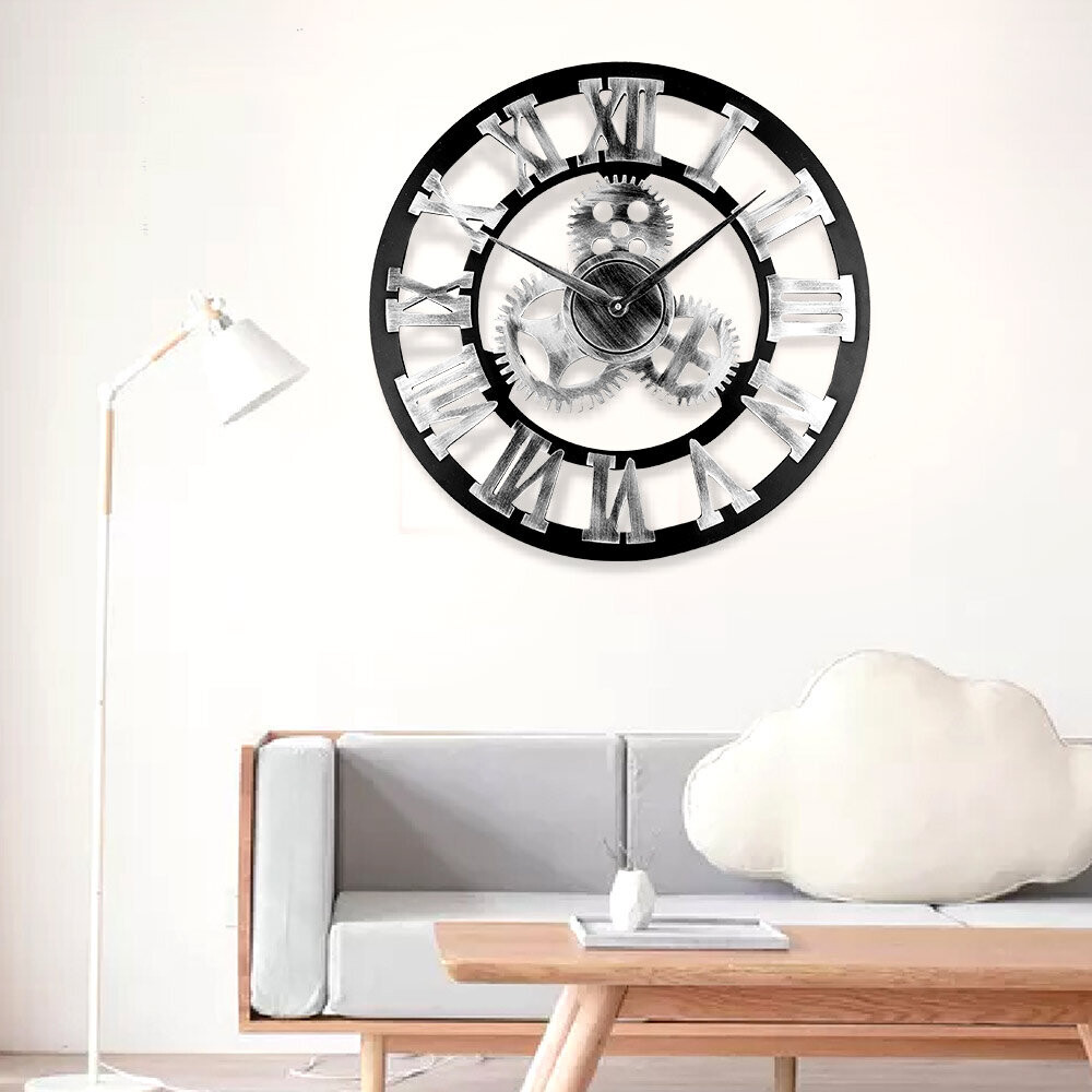 60CM EXTRA LARGE ROMAN NUMERALS SKELETON WALL CLOCK OPEN FACE ROUND on ...