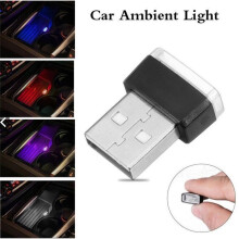 (Ice Blue) Hot Mini Wireless USB LED Car Interior Lighting Atmosphere Light Decorative Lamp