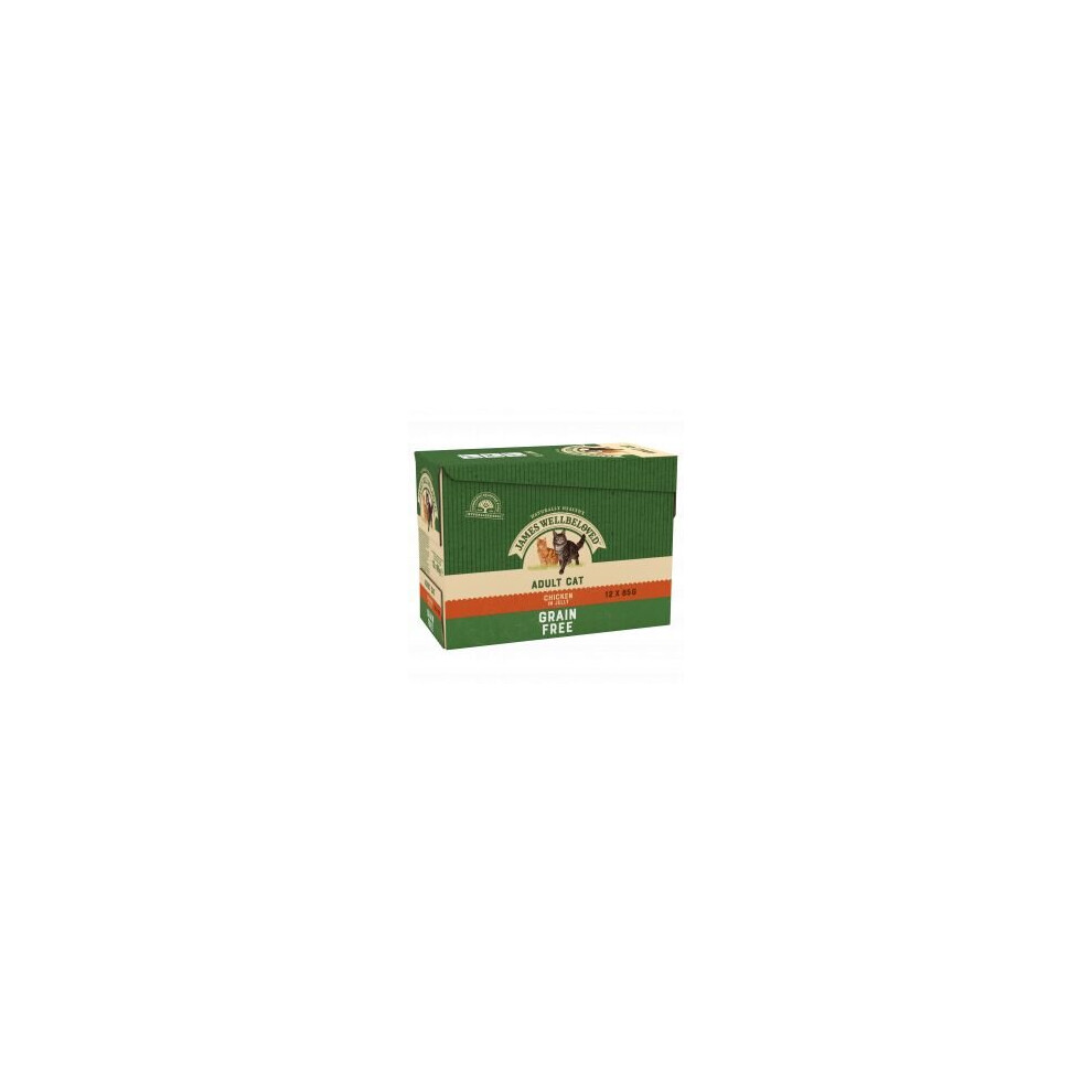 Adult Cat Grain Free Pouches w/Chicken in Jelly 12pk JAMES WELLBELOVED