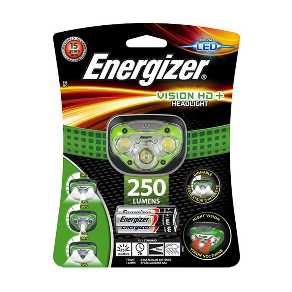 Energizer Vision HD+ Headlight with 3 x AAA Energizer Max batteries included