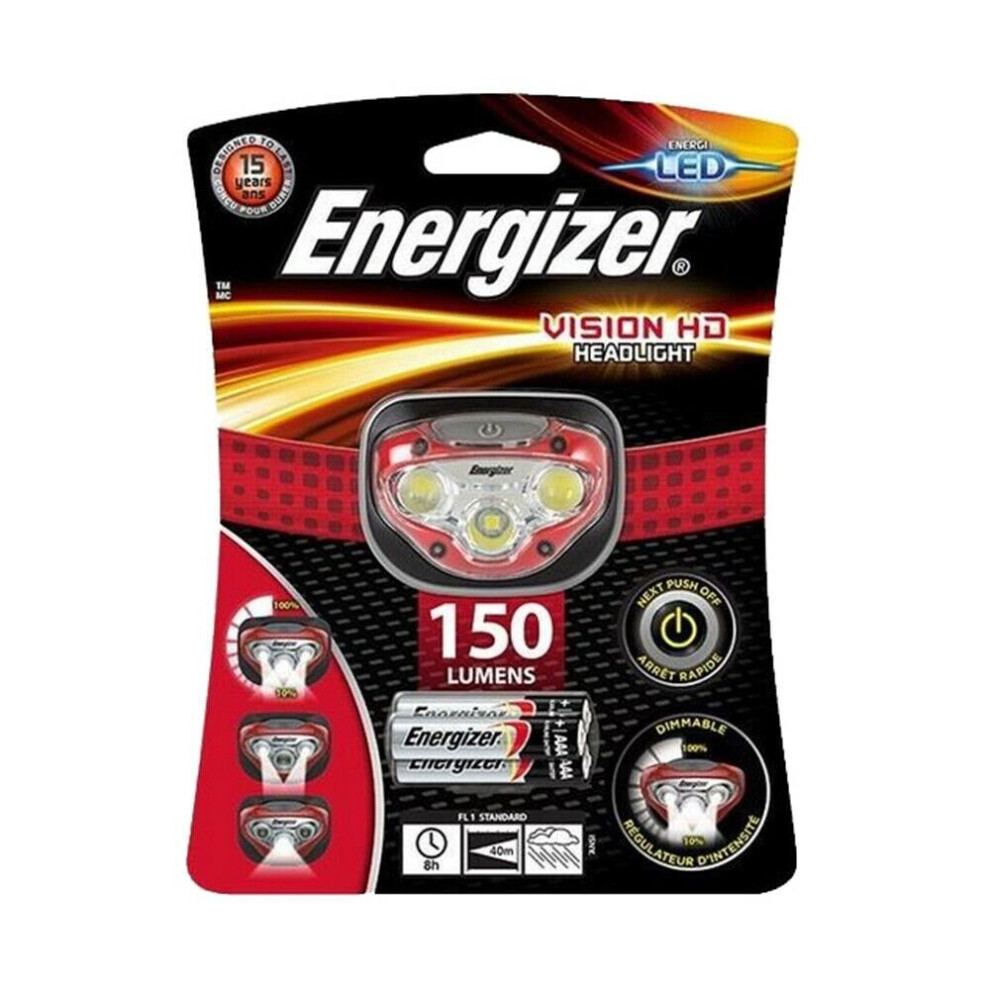 Energizer Vision HD 180 Lumens Super Bright Headlight & 3x AAA Batteries