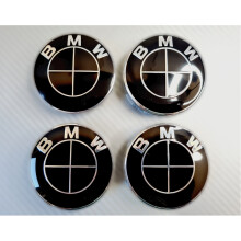 BMW Wheel Centre Caps Set of 4 - Full Black, 68mm Diameter (Part 36136783536, Code 294787083)