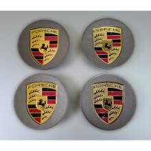 Porsche Wheel Centre Caps - 76mm - Grey