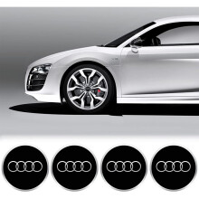Audi Wheel Centre Caps - 69mm - Gloss Black