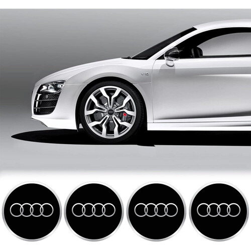 Audi Wheel Centre Caps - 69mm - Gloss Black