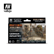 VAL70206 AV Vallejo Model Color Set - WWII German Infantry (6) for Miniature Painting - Tabletop Miniatures Wargame