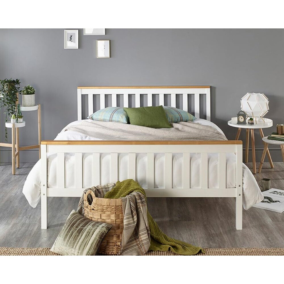 Aspire Store - Pacific Solid Wood White Bed Frame - Single to Super King Sizes 4ft6 Double