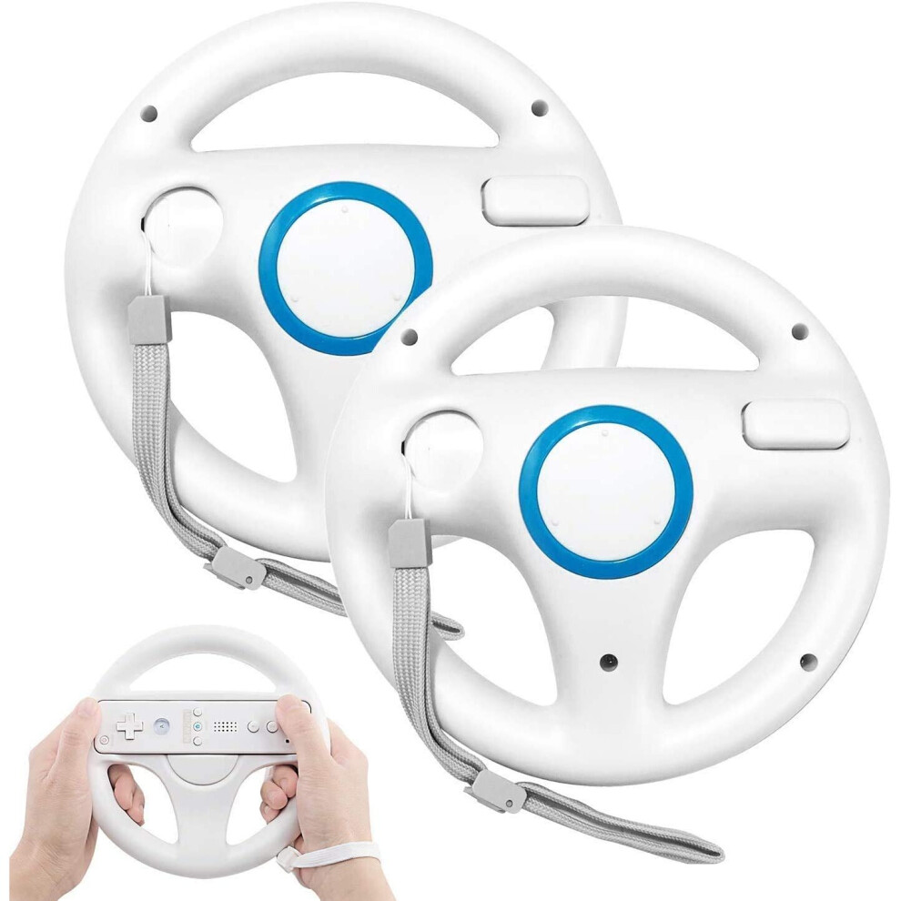 Steering Wheel For Wii Controller, Powerlead 2 Pcs Racing Wheel Compatible With Mario Kart, Game Controller Wheel For Nintendo Wii Remote Ga 3443776097626