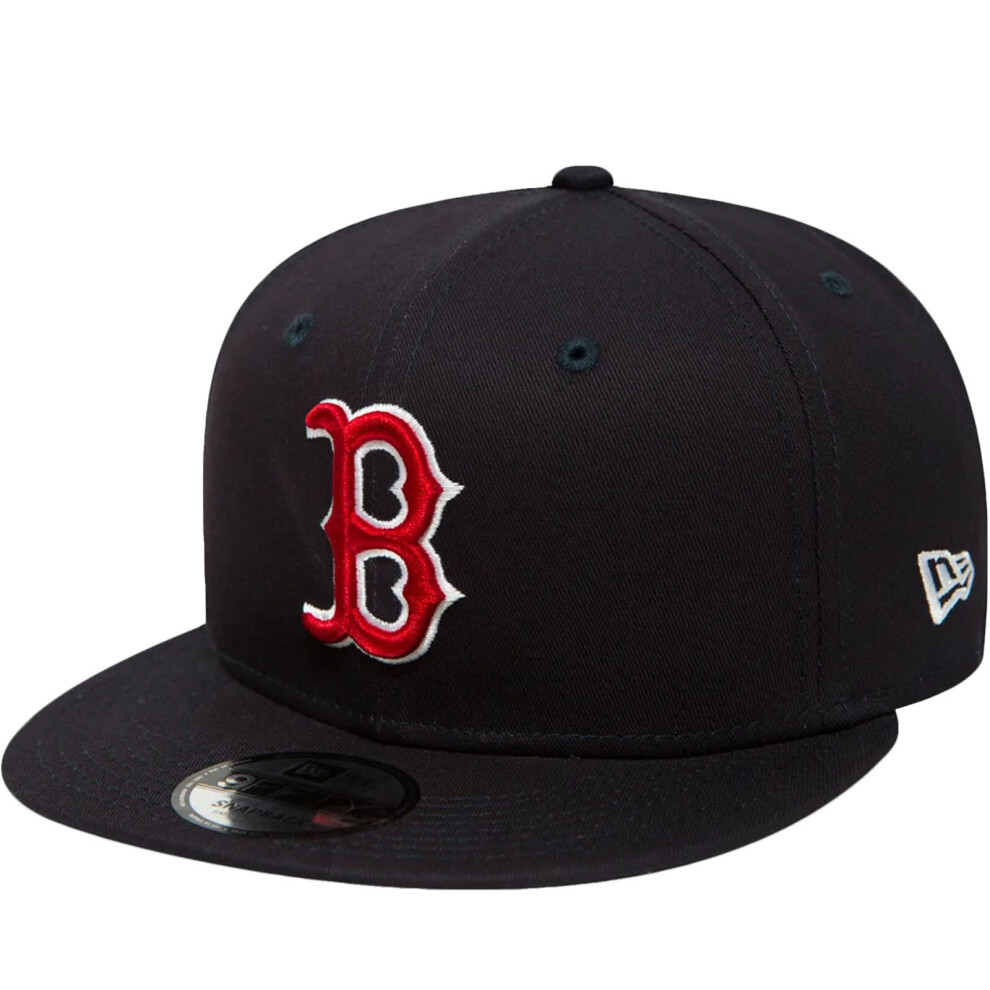 (SM, Navy) New Era 9FIFTY Boston Red Sox MLB Essential Snapback Baseball Cap Hat - Navy