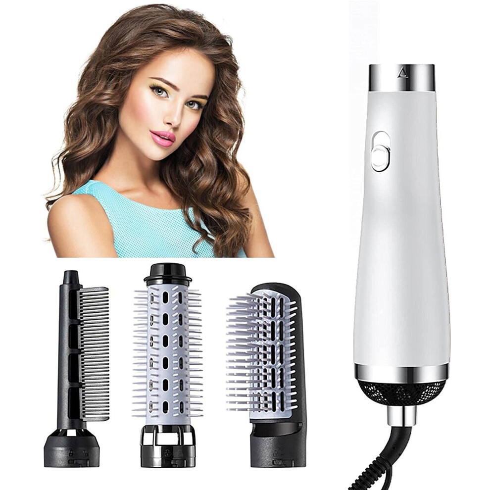 Bysion White (White) 3In1 One-Step Hair Blow Dryer & Volumizer Straightener Curler Comb Hot Air Brush