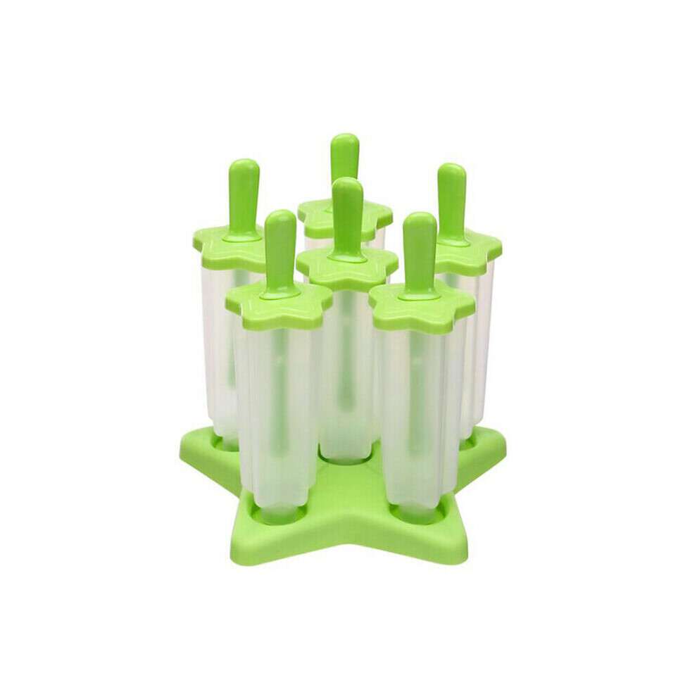 (Star, 17cm/6.6in) 6x Ice Lolly Cream Maker Mold DIY Popsicle Mould