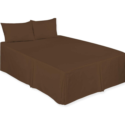 (Chocolate, Single) Plain Dyed Polycotton Platform Easy Care Base Valance Sheet in 18 colours