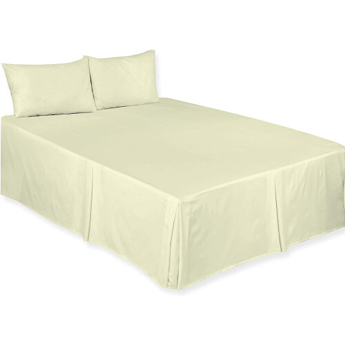 (Cream, Single) Plain Dyed Polycotton Platform Easy Care Base Valance Sheet in 18 colours