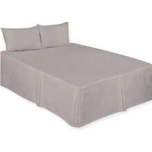(Grey, Single) Plain Dyed Polycotton Platform Easy Care Base Valance Sheet in 18 colours