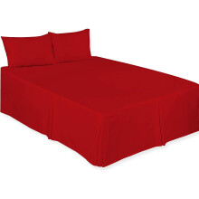 (Red, Double) Plain Dyed Polycotton Platform Easy Care Base Valance Sheet in 18 colours