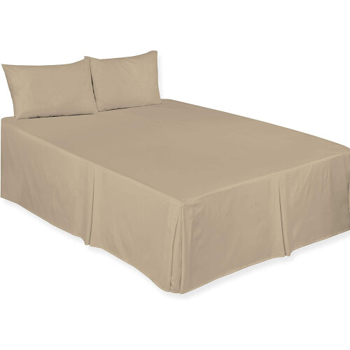 (Latte, Single) Plain Dyed Polycotton Platform Easy Care Base Valance Sheet in 18 colours