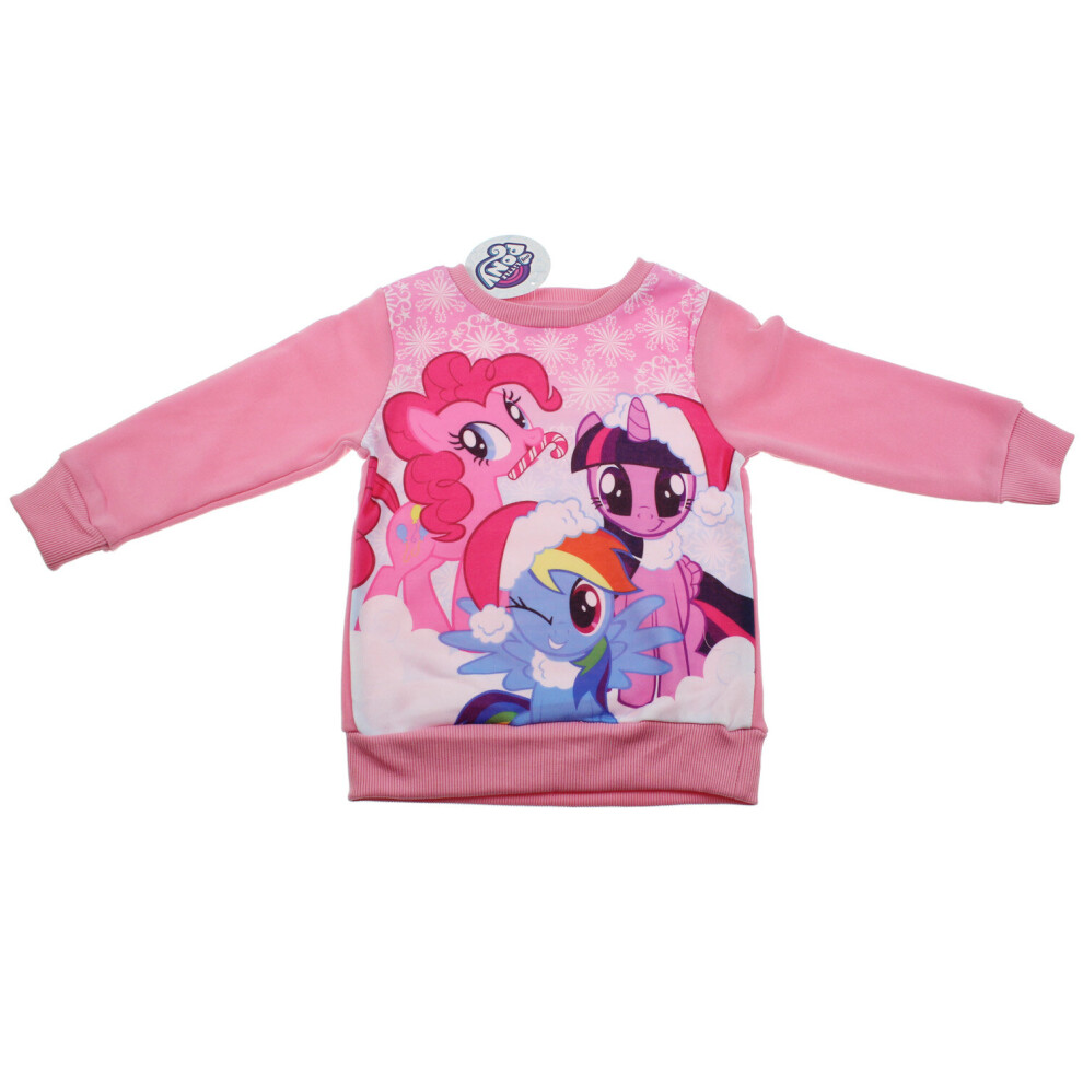 Kids Girls My Little Pony Christmas Jumper Xmas Sweater Long Sleeve 2-3 Years