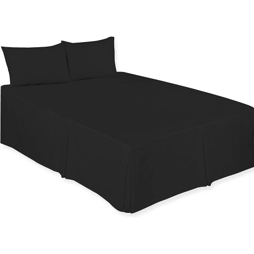 (Black, Double) Plain Dyed Polycotton Platform Easy Care Base Valance Sheet in 18 colours